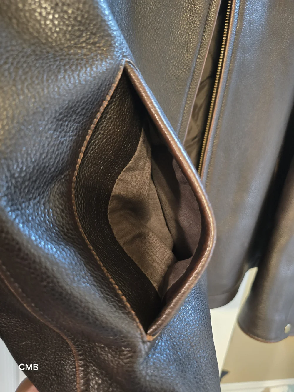 Member's Mark Vintage Brown 100% Genuine Leather Quilted Bomber Jacket Men's XL